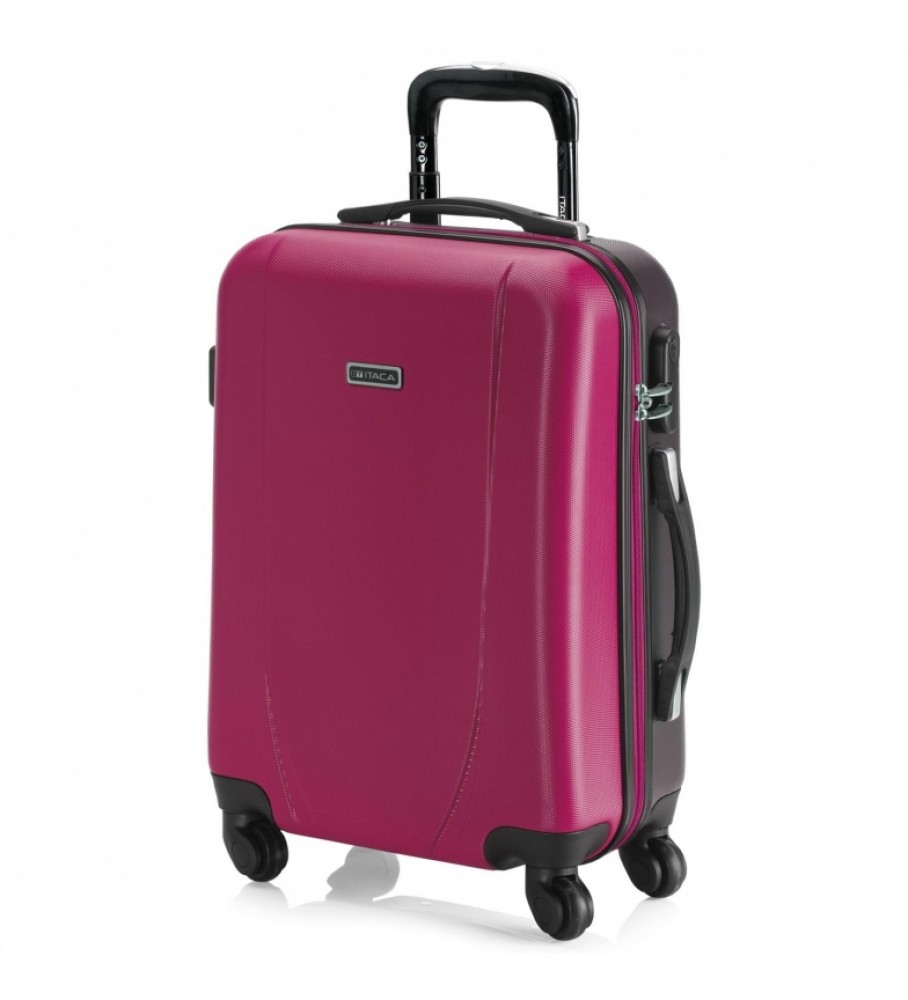Mala de cabine rígida ITACA para viagens curtas, 4 rodas, modelo 71150, cor fúcsia/antracite - 55 x 38 x 20 cm -