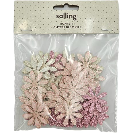 Konfetti m. glitter - blomster