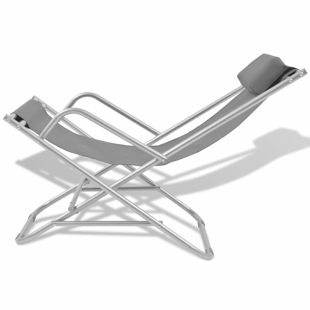 Lot de deux chaises inclinables de terrasse acier gris