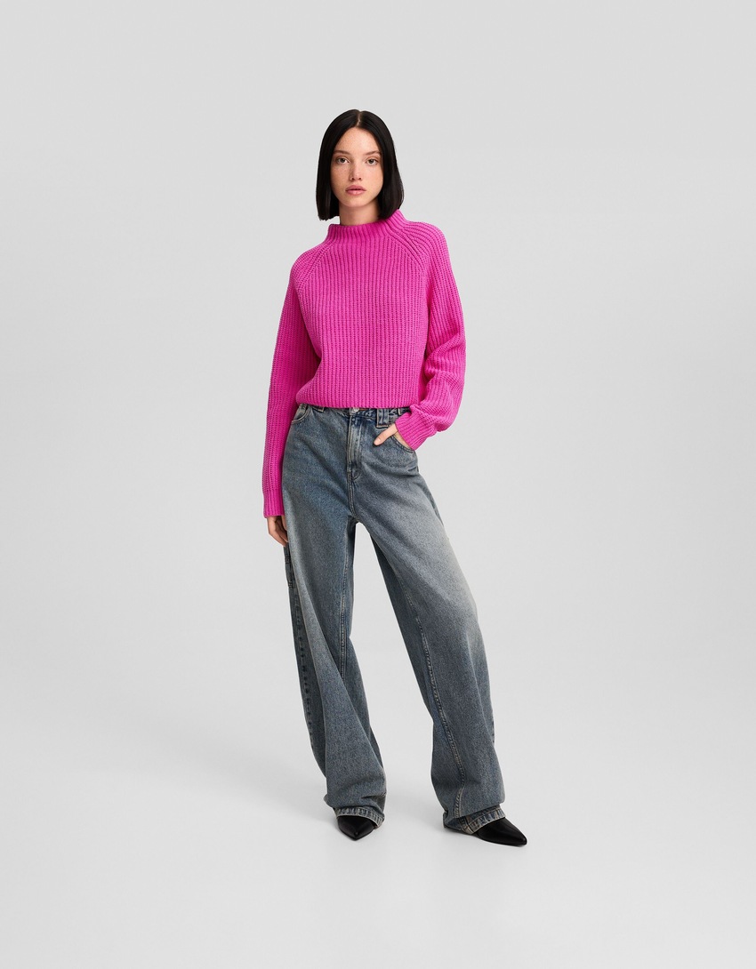 Suéter de chenille com gola alta