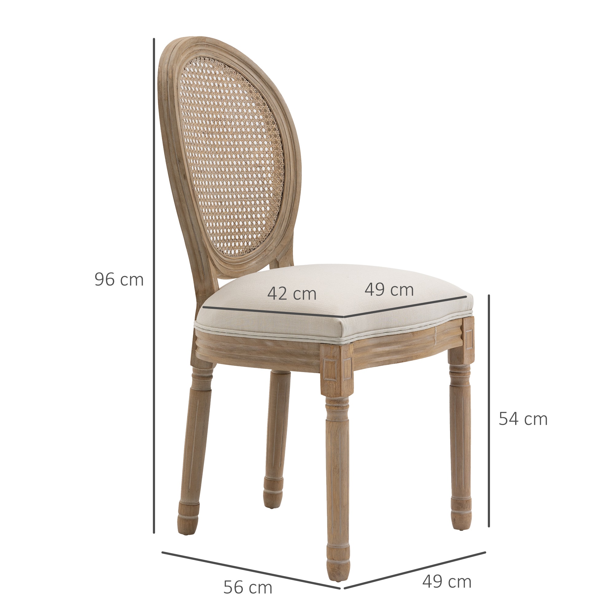 HOMCOM Esszimmerstuhl 2er-Set beige 49B x 56T x 96H cm