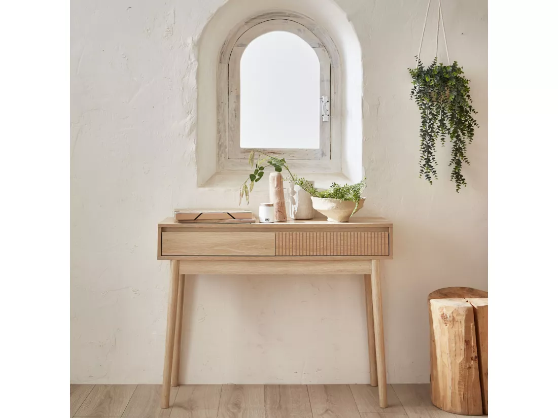 Console décor bois 2 tiroirs - Linear