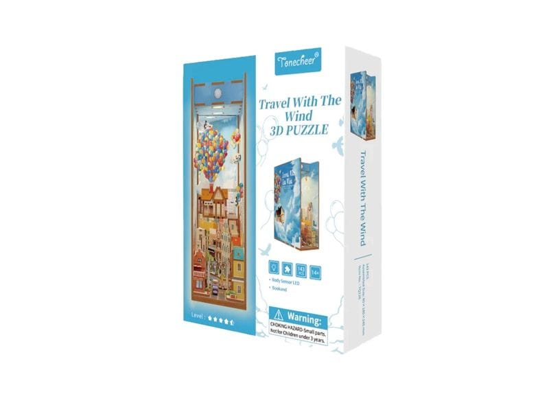 Tonecheer Bausatz Book Nook Travel with the Wind 3D-Modell aus lasergeschnittenen Holzteilen