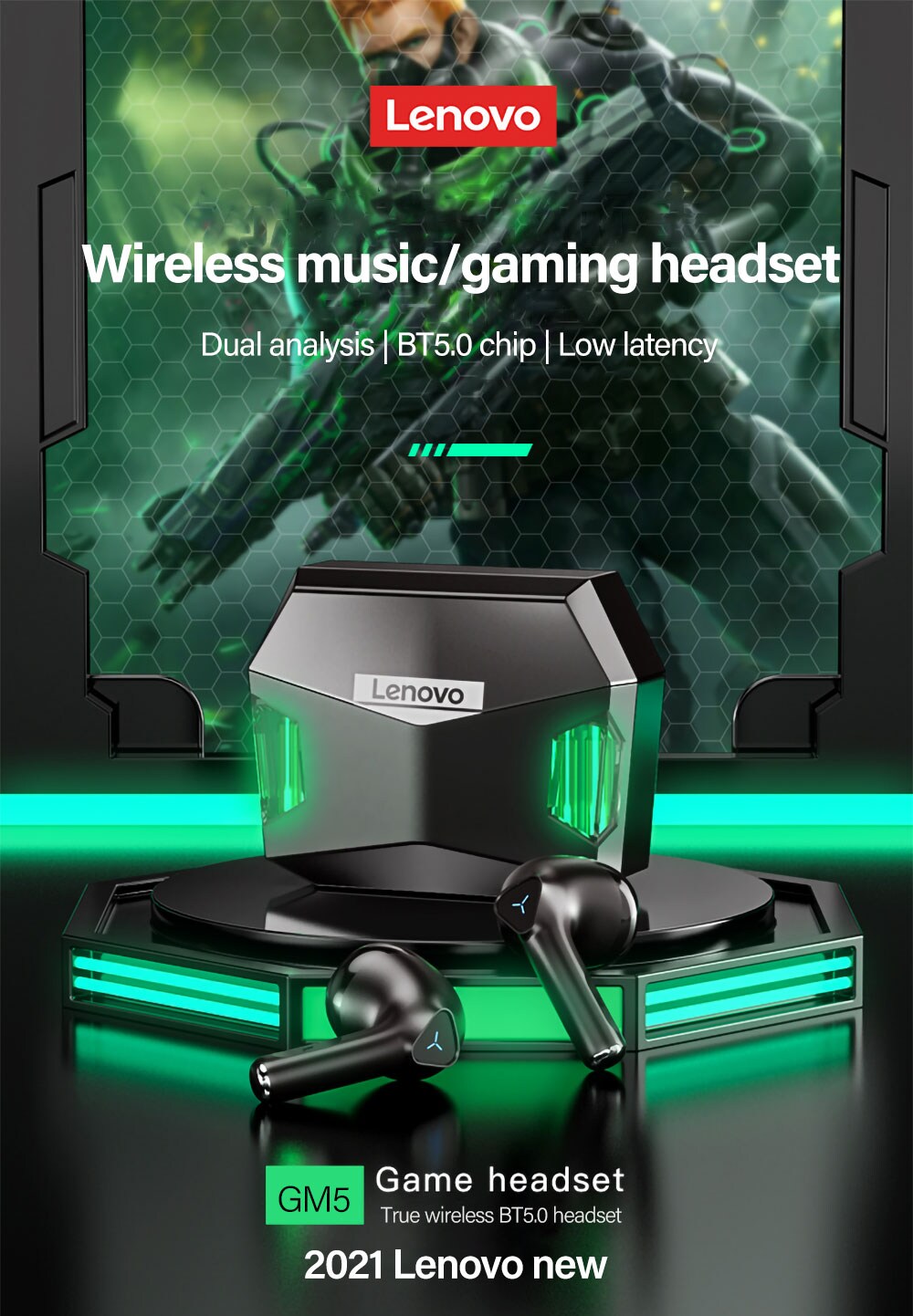 Lenovo GM5 Bluetooth-Kopfhörer Weiß