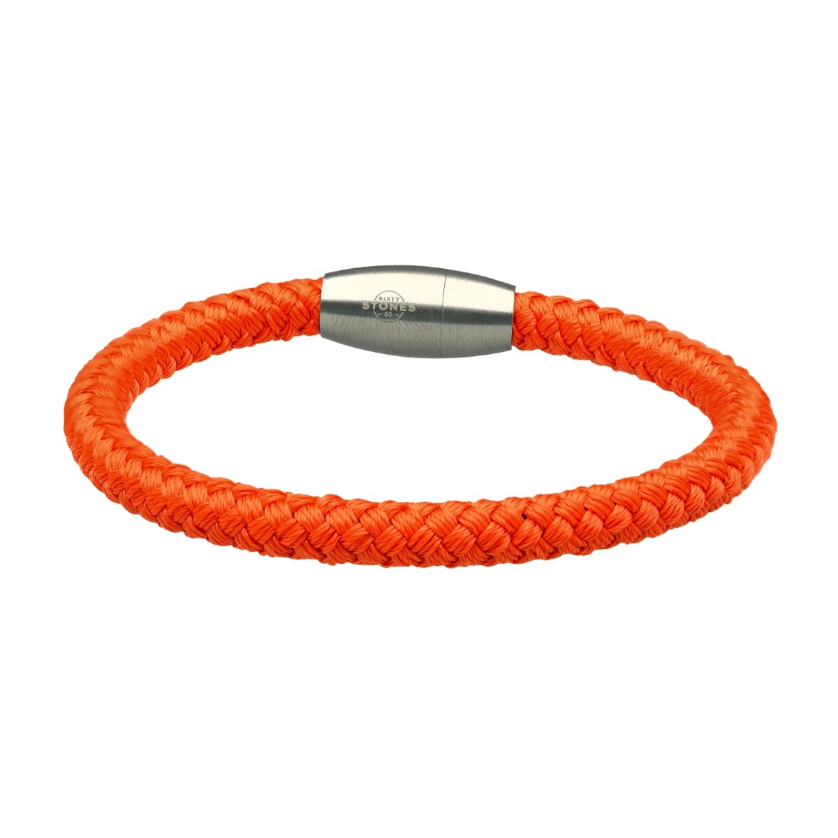 Bracelet Corde Tressé Orange Et Acier-Medium-18cm