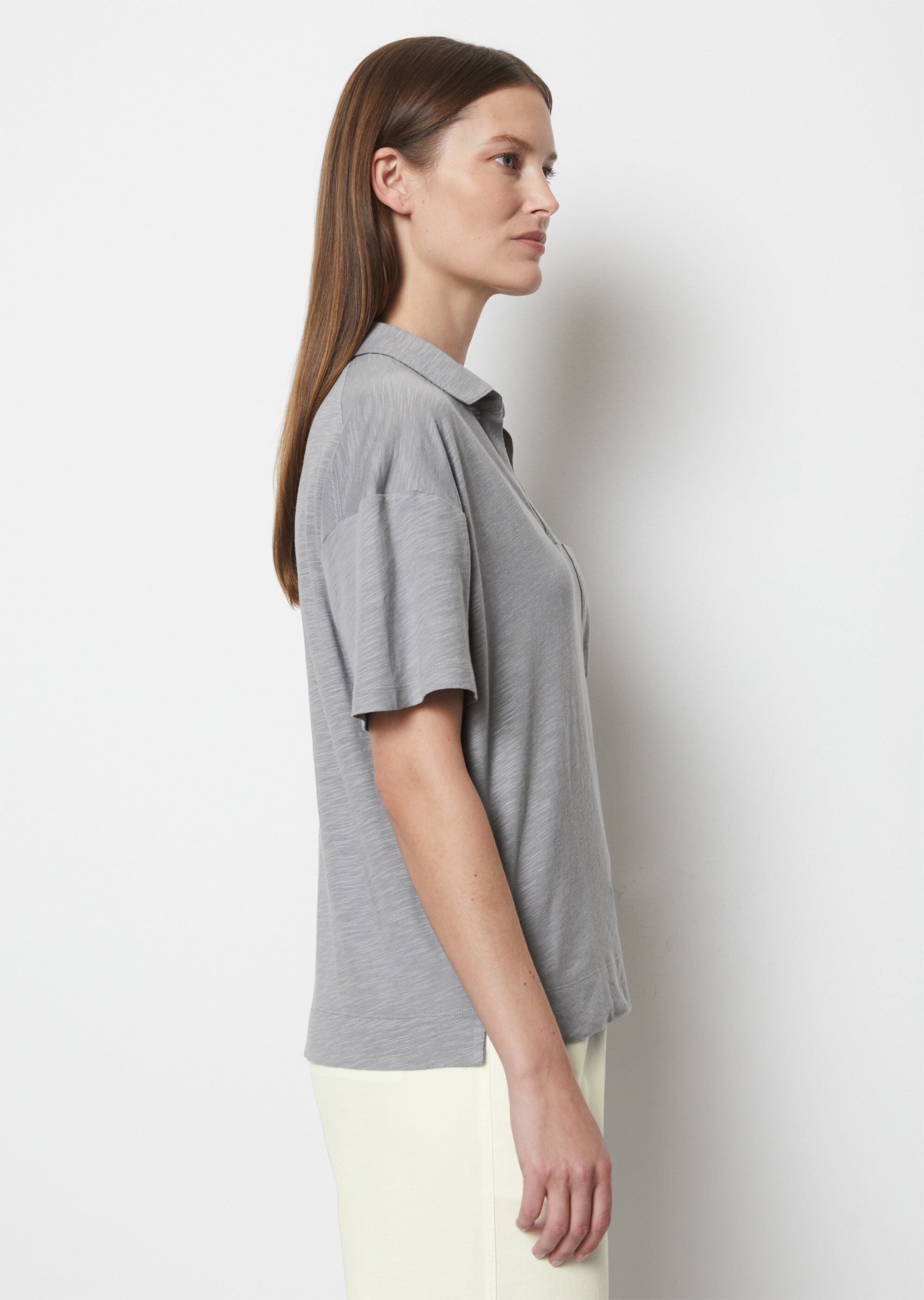 Polo-T-Shirt regularaus Organic Cotton-Viskose-Mix