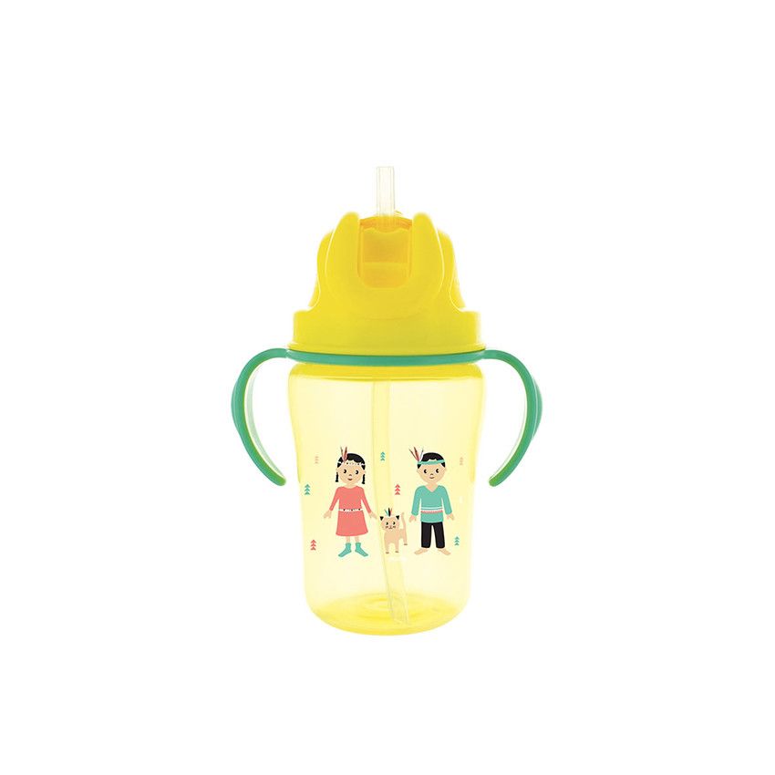 Tasse d'apprentissage avec paille 350ml - Jaune - Doré