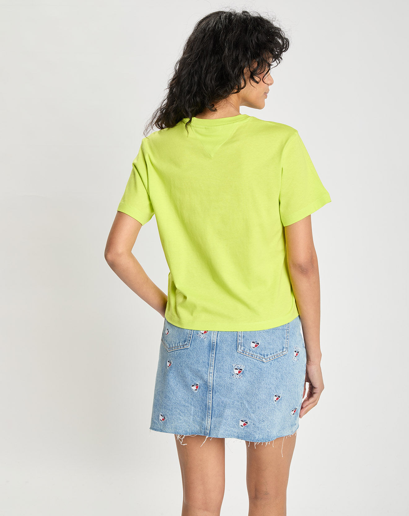 Tommy Jeans T-Shirt 100% Coton Bio Linear Logo vert fluo