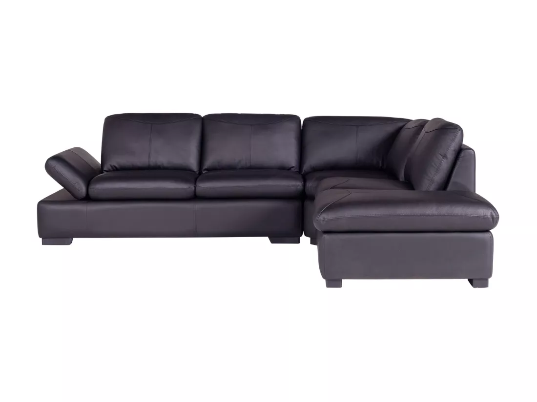 Canapé d'angle en cuir ONYX II - Noir - Angle droit