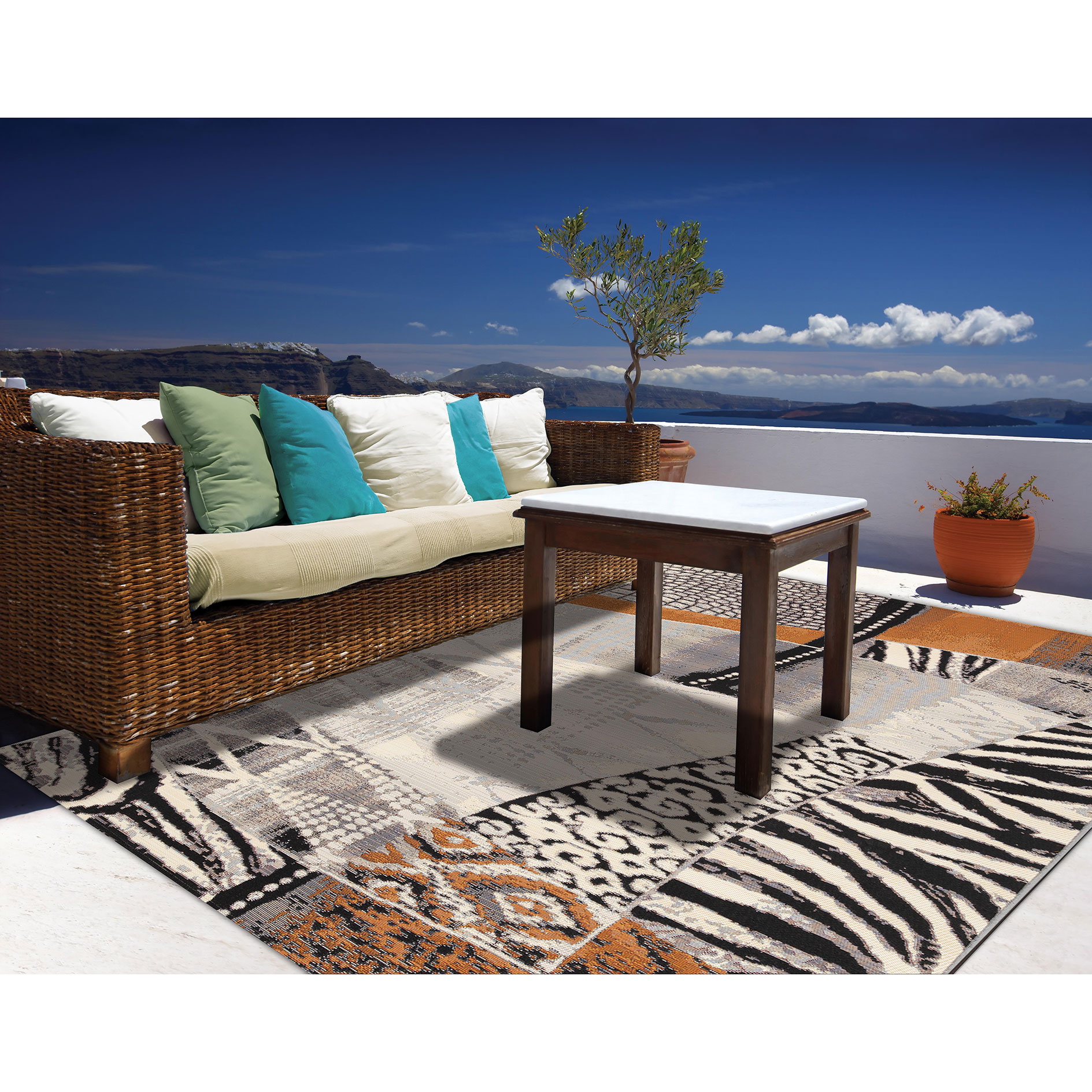 In-/Outdoorteppich - multicolor - 80x165 cm
