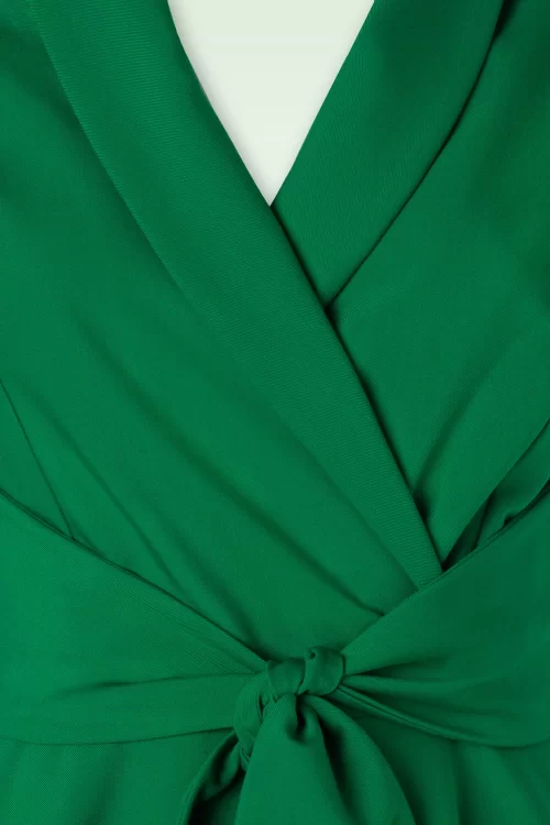 Vintage Diva  The Emma swing jurk in smaragdgroen
