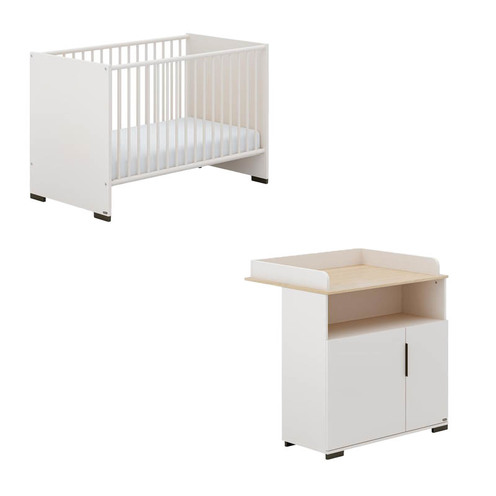 Chambre DUO SUZIE Lit 60x120 Commode à Langer - Off White  - YUNY BY PAIDI