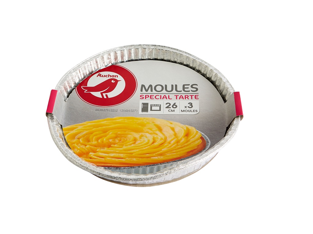 FORMA PARA TARTE DESCARTÁVEL AUCHAN ALUMINIO 26CM PACK 3 UNIDADES