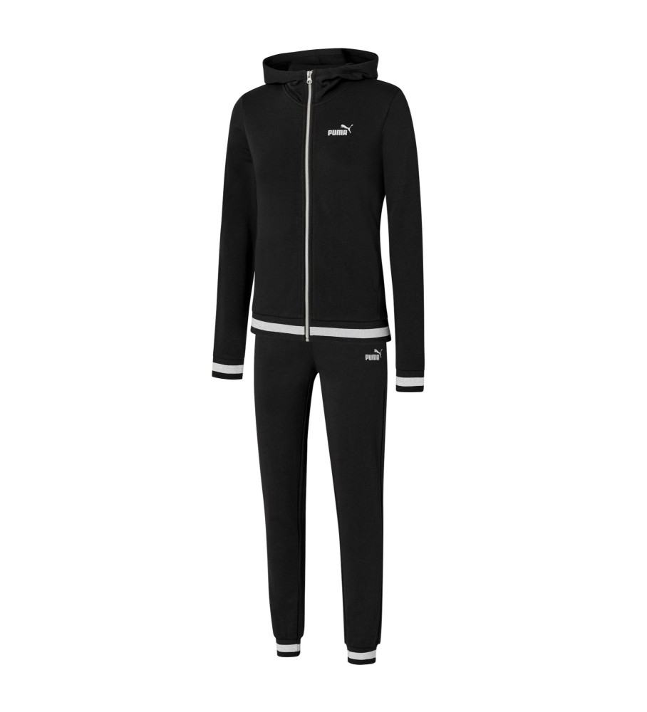 Conjunto de treino Puma prateado com capuz preto