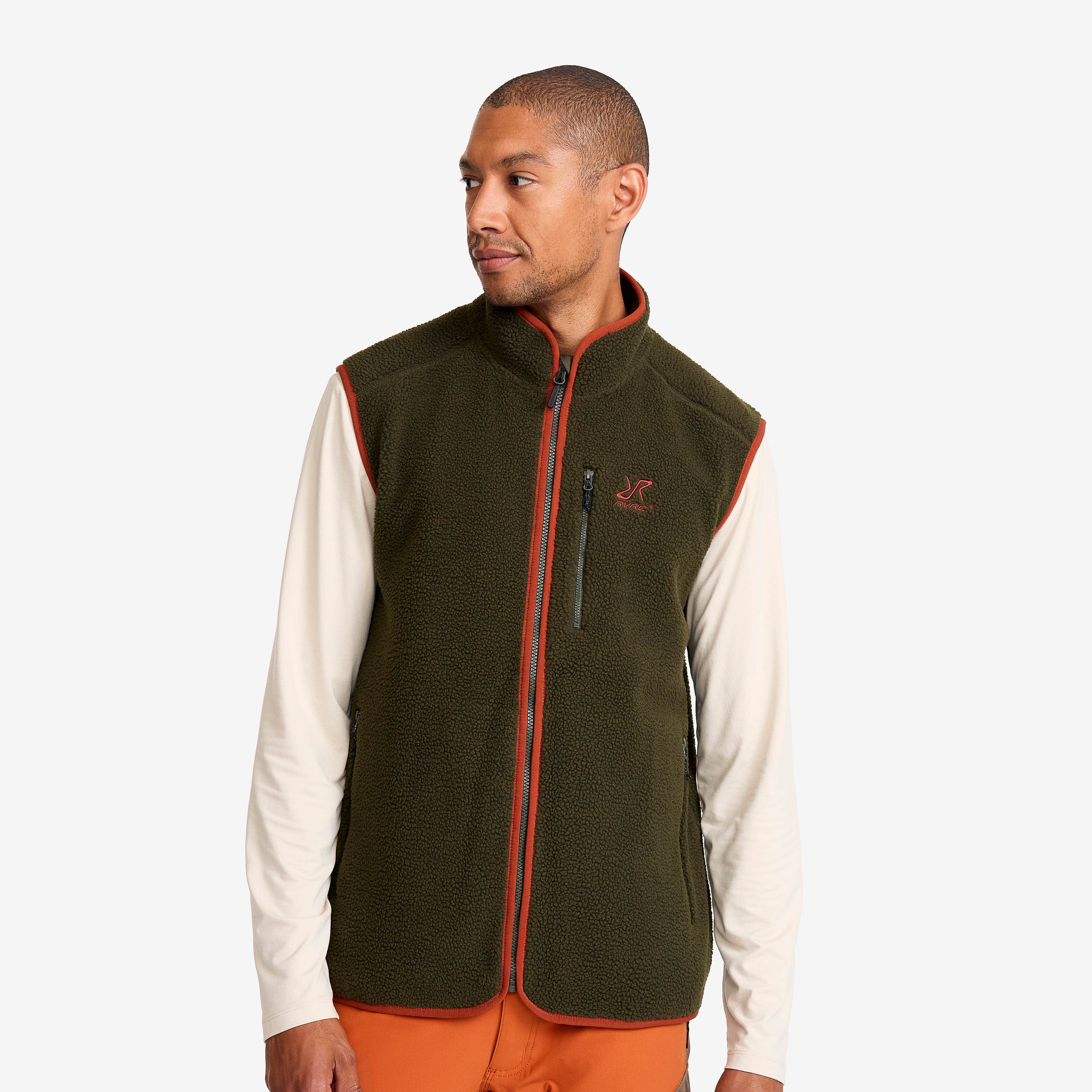 Canyon Full-zip Pile Fleece Vest Herre Forest Night/Rusty Orange