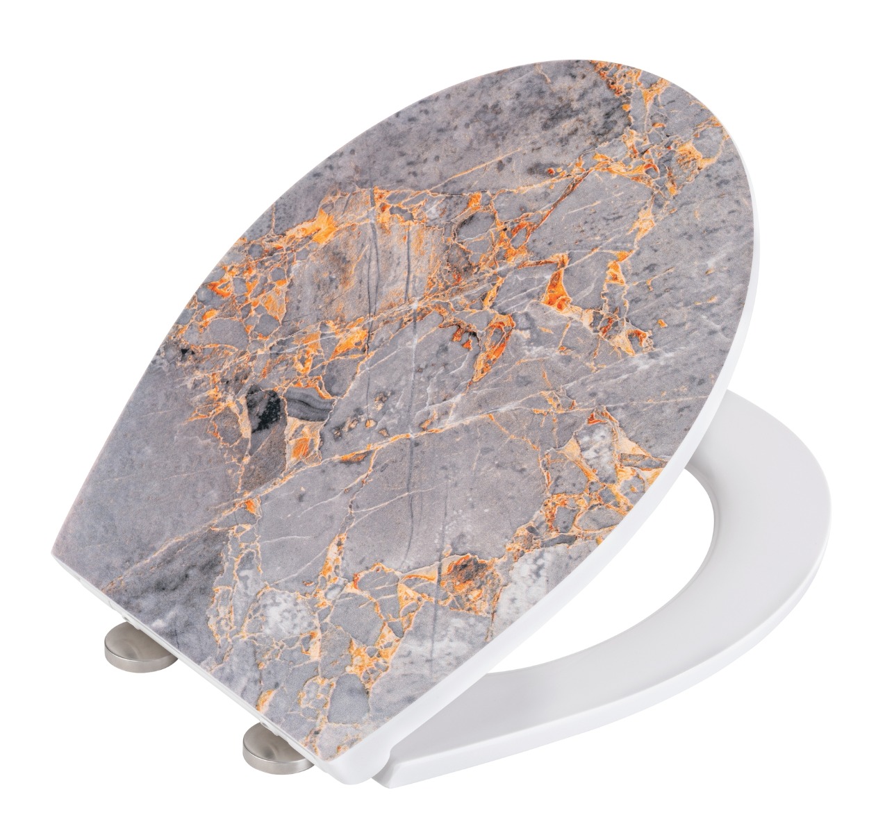 Wenko Embossed softclose toiletzitting Grey Marble