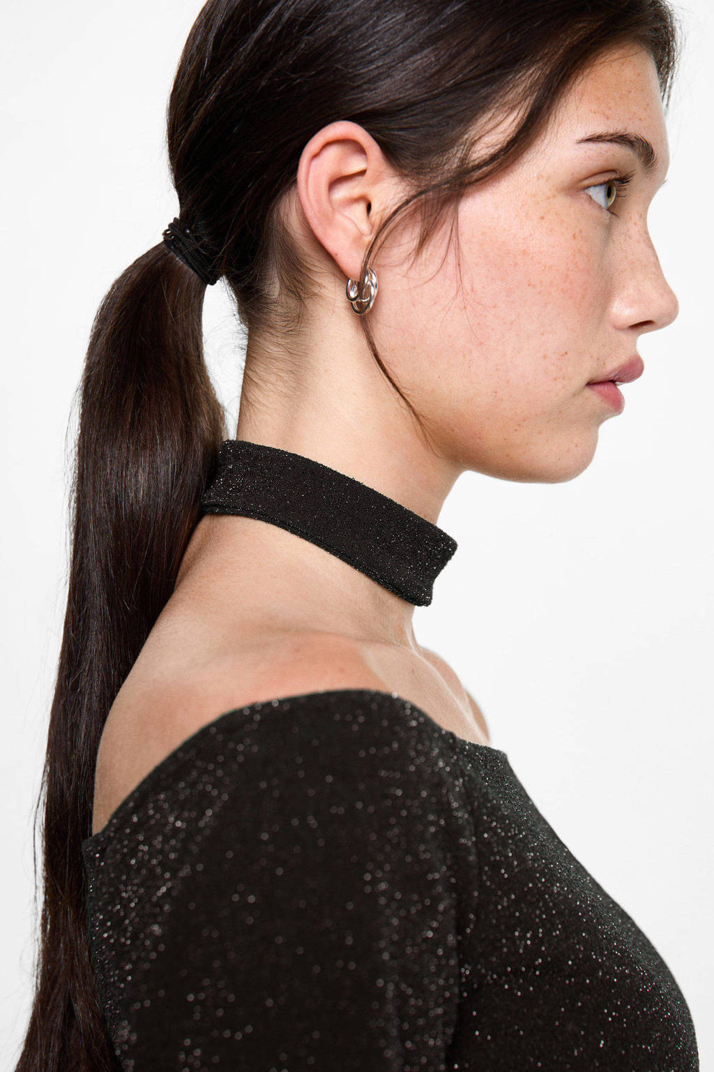 MANGO TEEN off shoulder top zwart