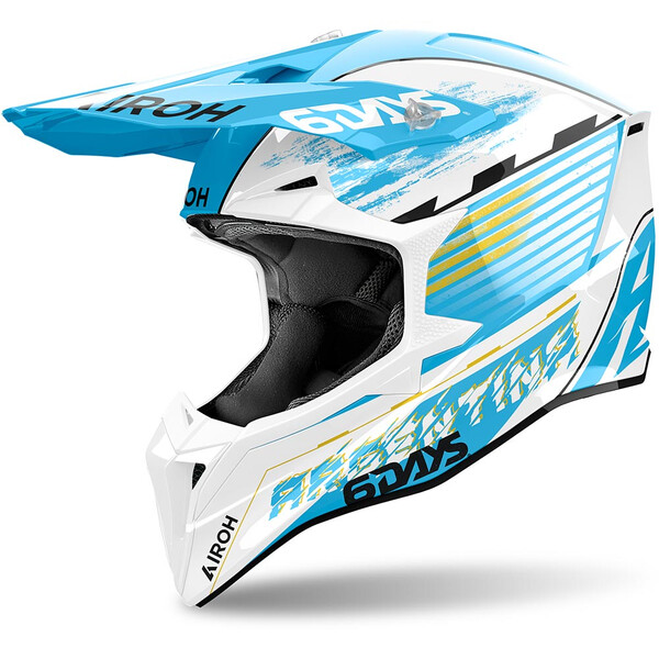 Airoh - Casque Wraaap Six Days Argentina Blanc / Turquoise / Jaune
