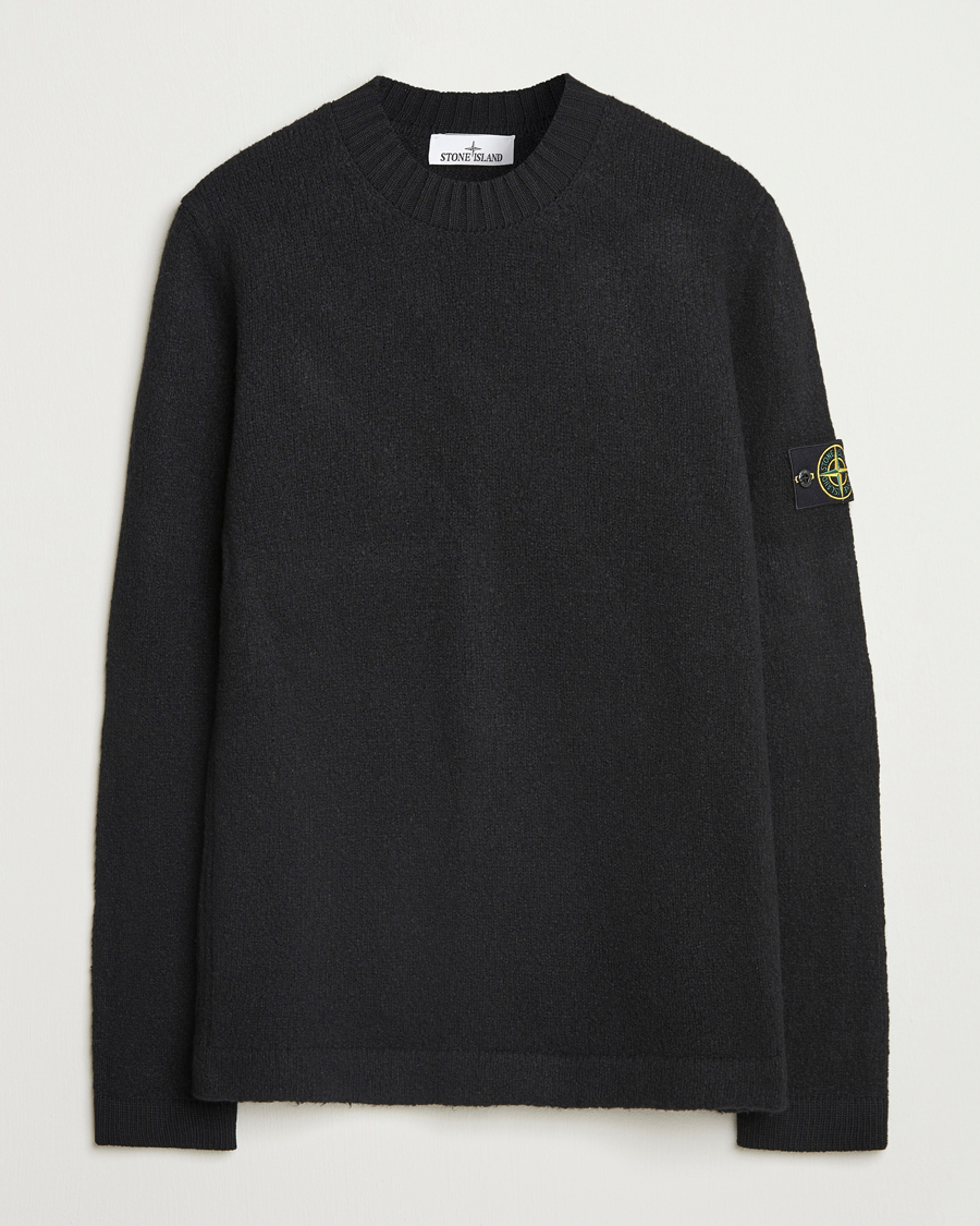 Stone Island Brushed Knitted Wool Crew Neck Black