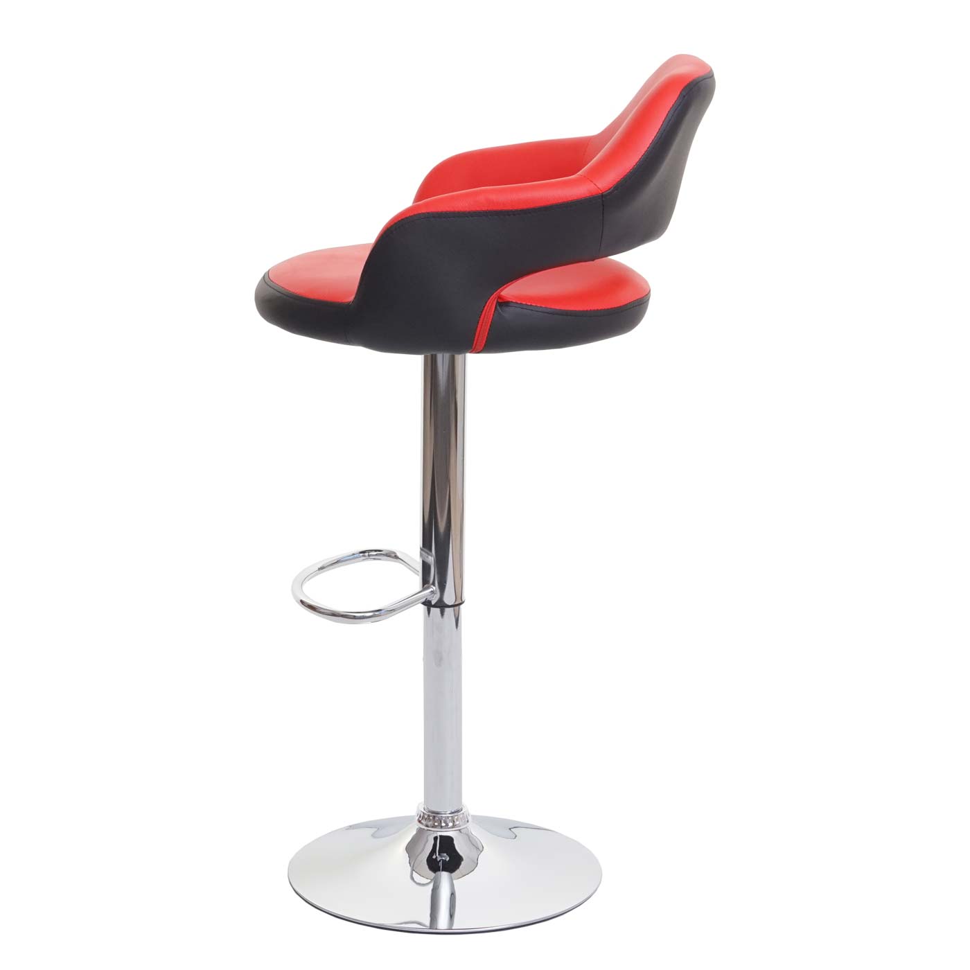 Barhocker MCW-F16, Barstuhl Tresenhocker Drehhocker, mit Lehne Kunstleder ~ rot-schwarz