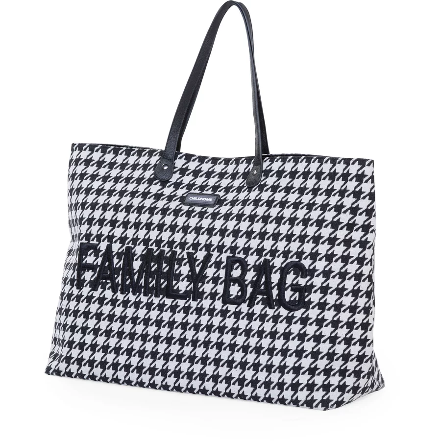 CHILDHOME Wickeltasche Family Bag Hahnentritt Schwarz