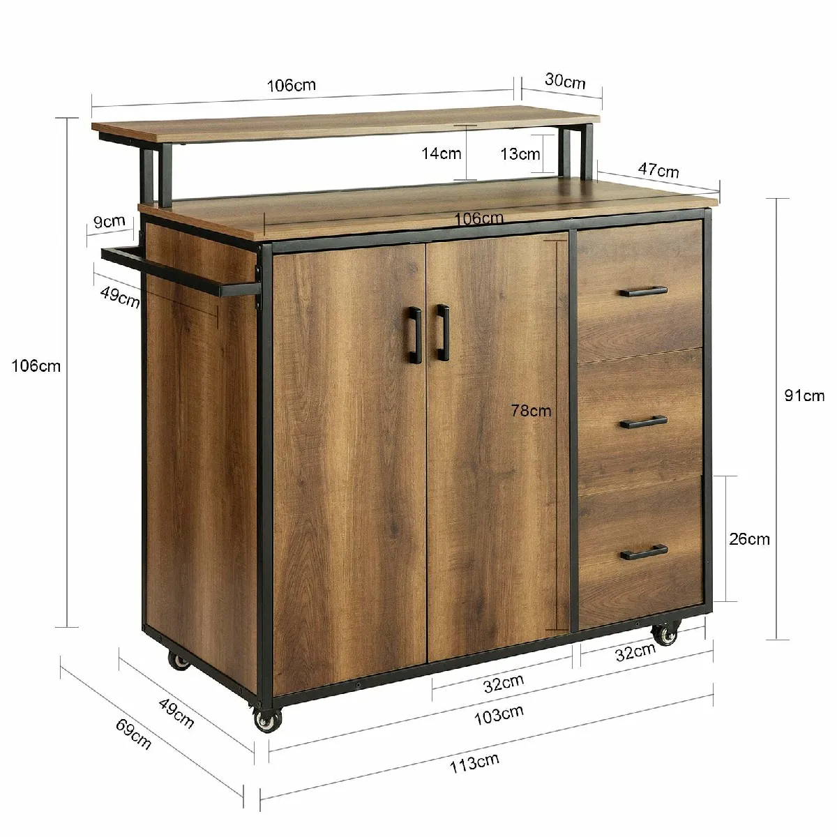 SoBuy KNL02-PF Placard de Cuisine