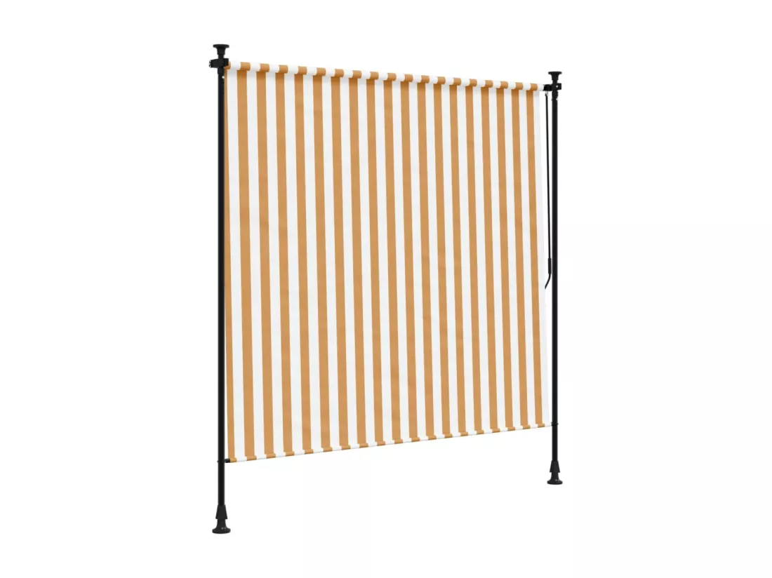 Store roulant d'extérieur orange et blanc 150x270cm tissu acier
