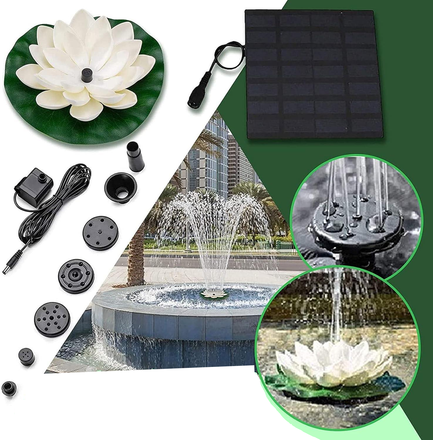 (Ø17.5cm) Schwimmende Solar Seerose Springbrunnen Deko Gartenteich Fontäne - Weiss