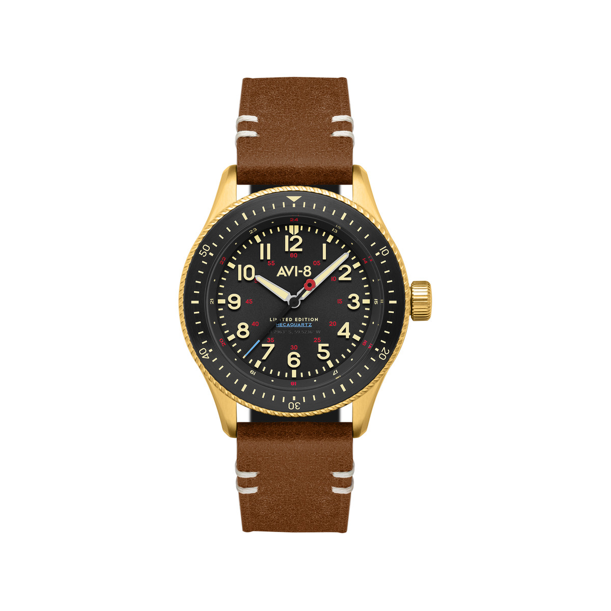 Montre AVI 8 Flyboy homme bracelet cuir marron