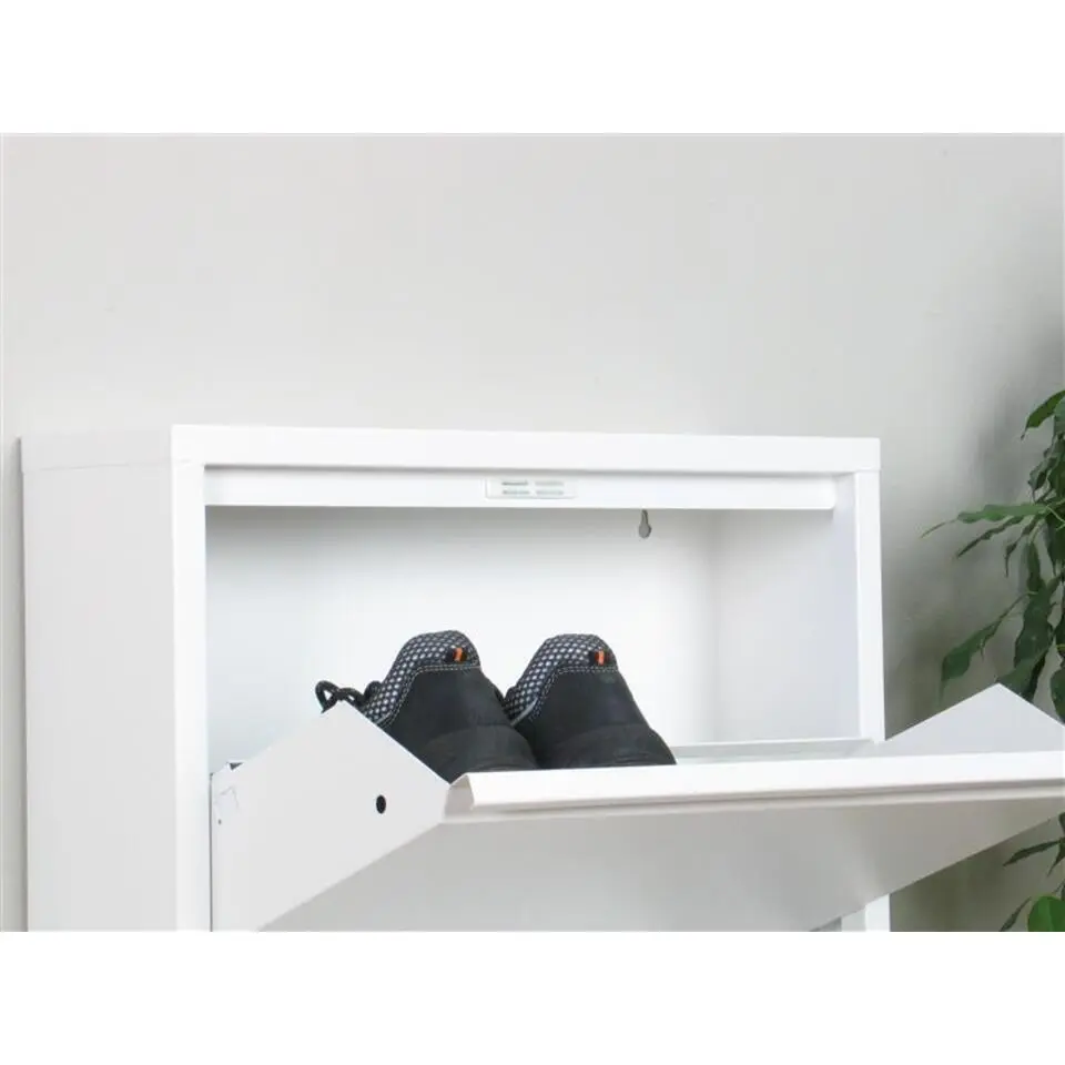 Hioshop Pisa schoenenkast wit metaal met 3 vakken