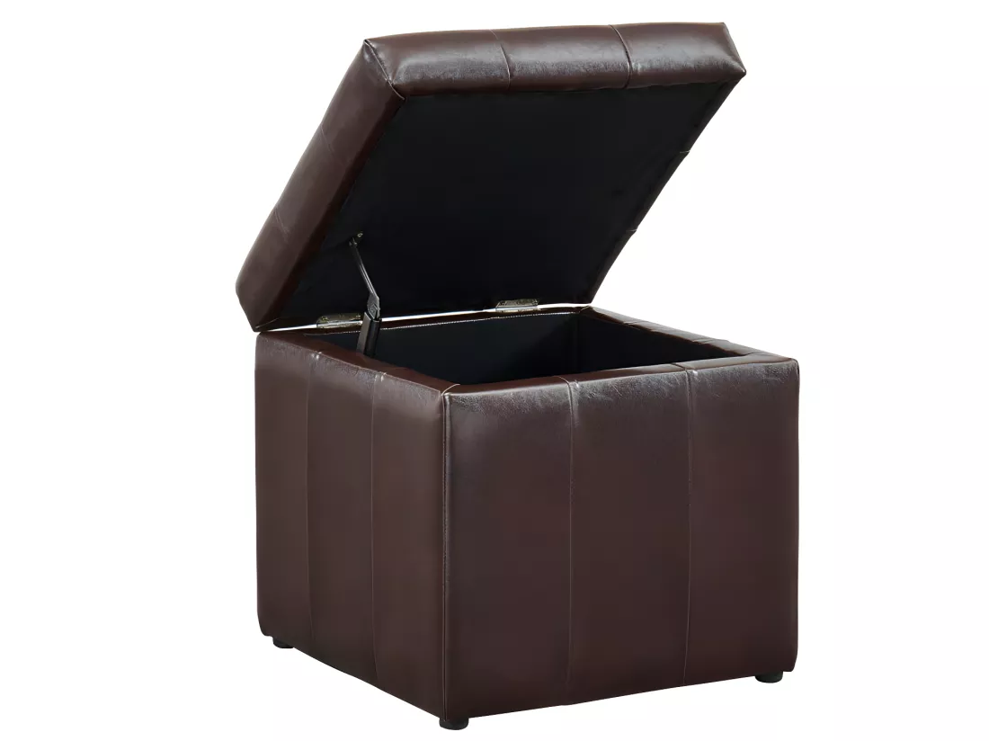 Pouf coffre de rangement SERAFINO en simili - Marron