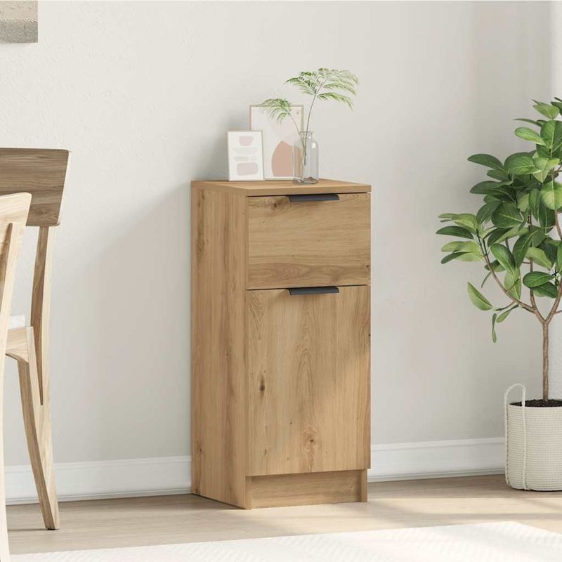 vidaXL - Dressoir - Eikenkleur - Bewerkte Hout - 2 Vakken - 1 Lade