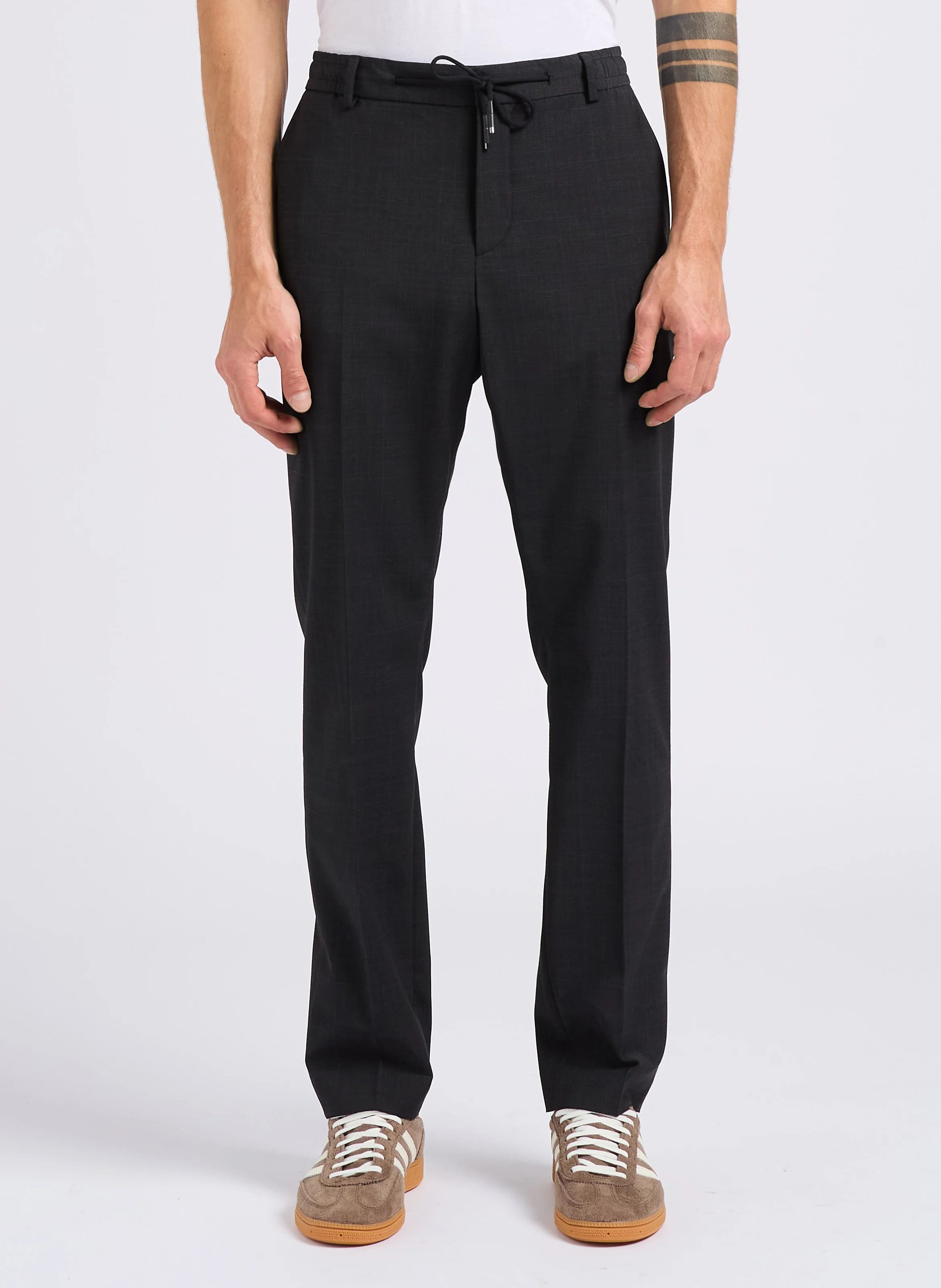 Pantalon de costume en laine mélangée| Gris