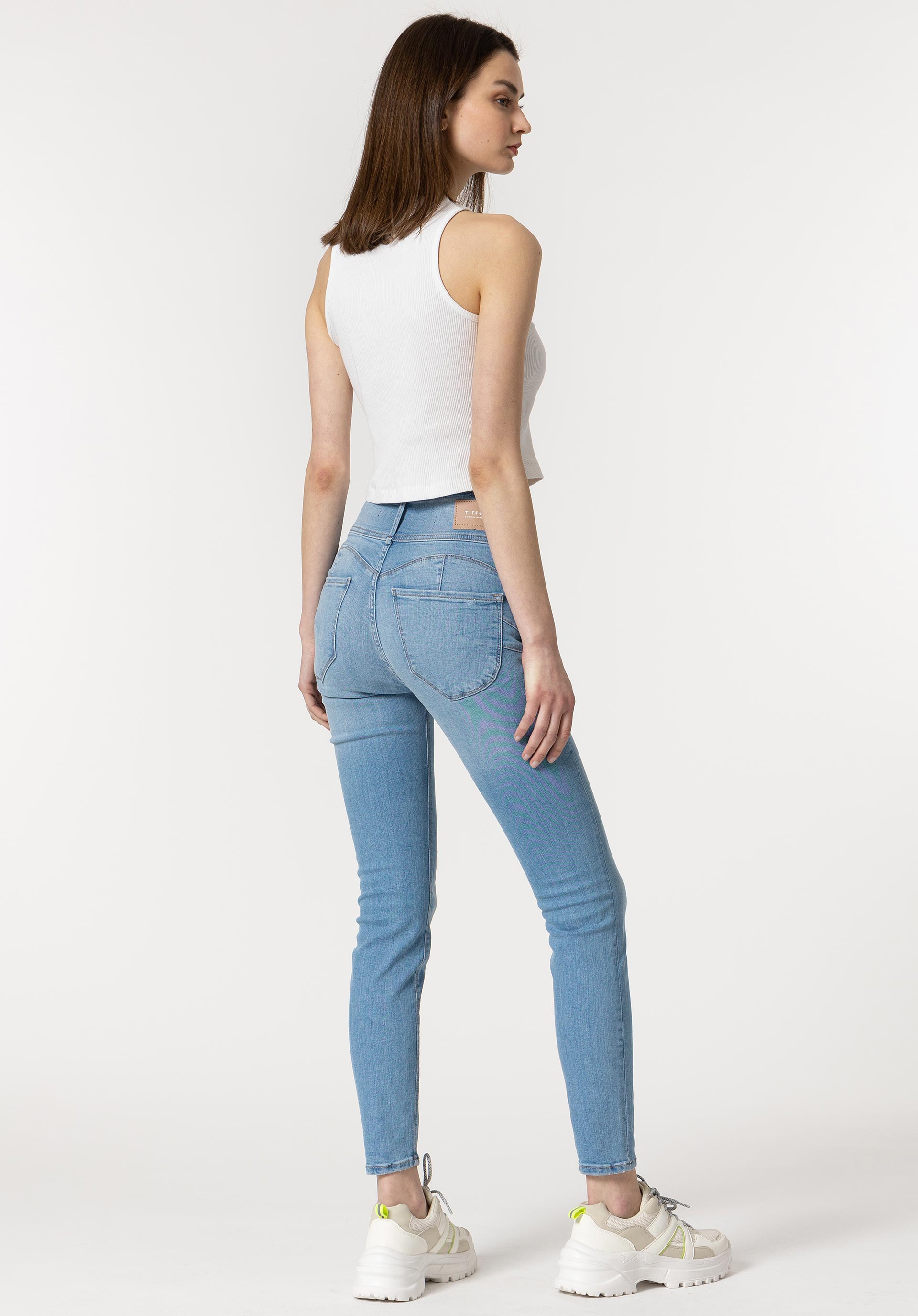 Jeans Double-up Skinny Cintura Alta Rasgões