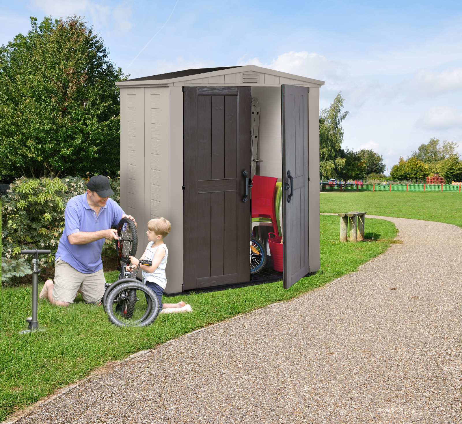Gerätehaus FACTOR 6x3 - taupe-beige - Kunststoff - 173,5x113,5 cm