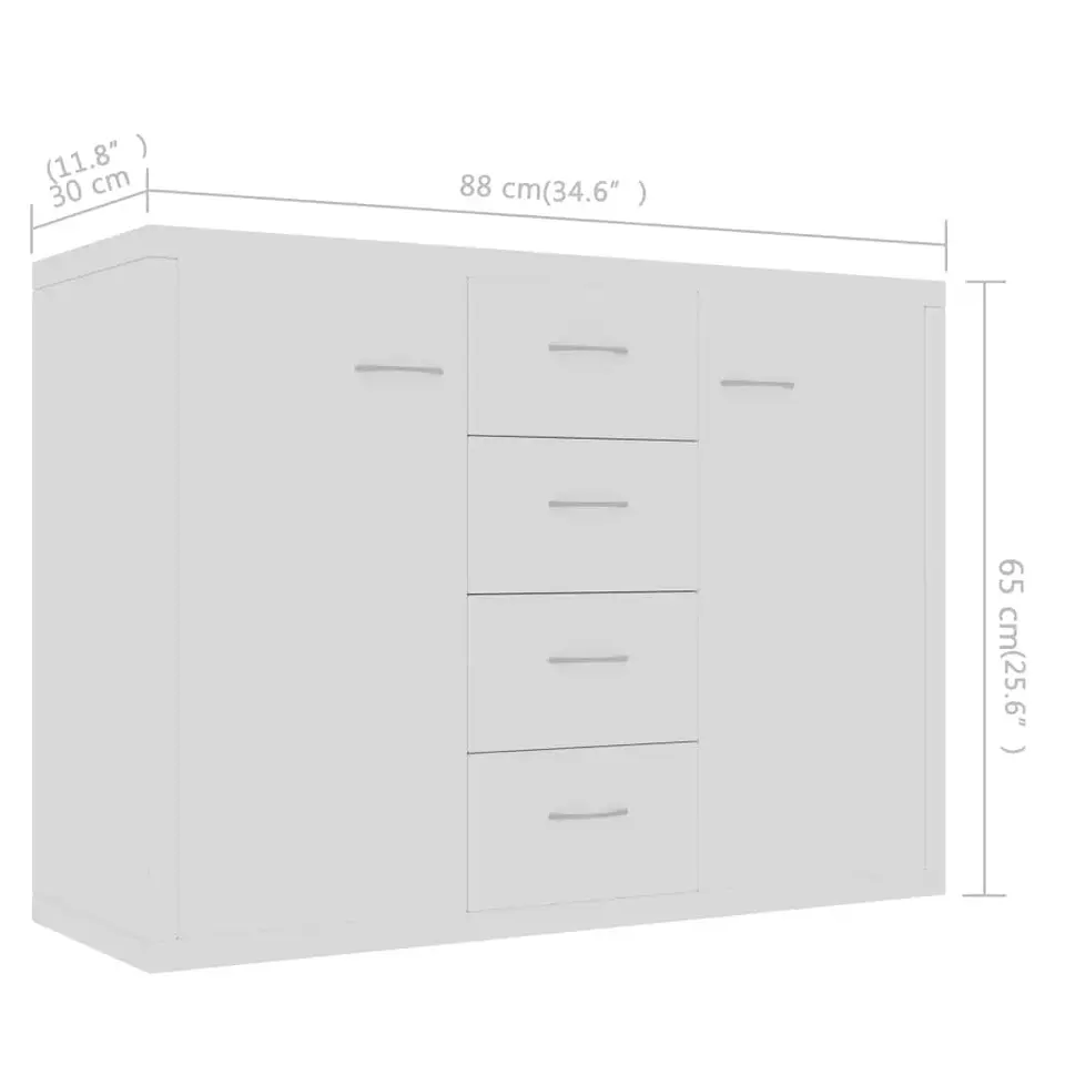 vidaXL - Dressoir - Wit - Bewerkt hout