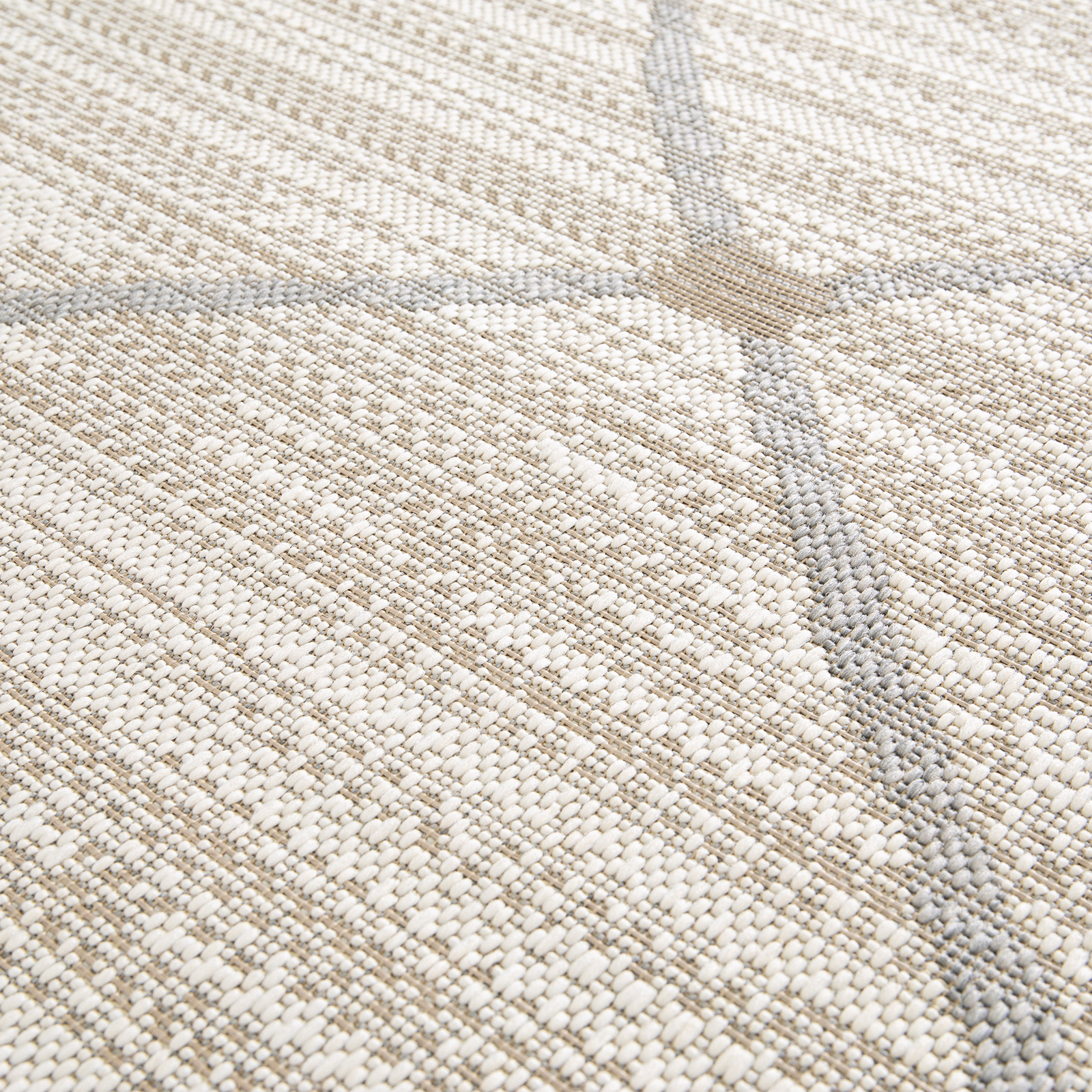 In-/Outdoorteppich - creme-beige - Rauten - 80x150 cm