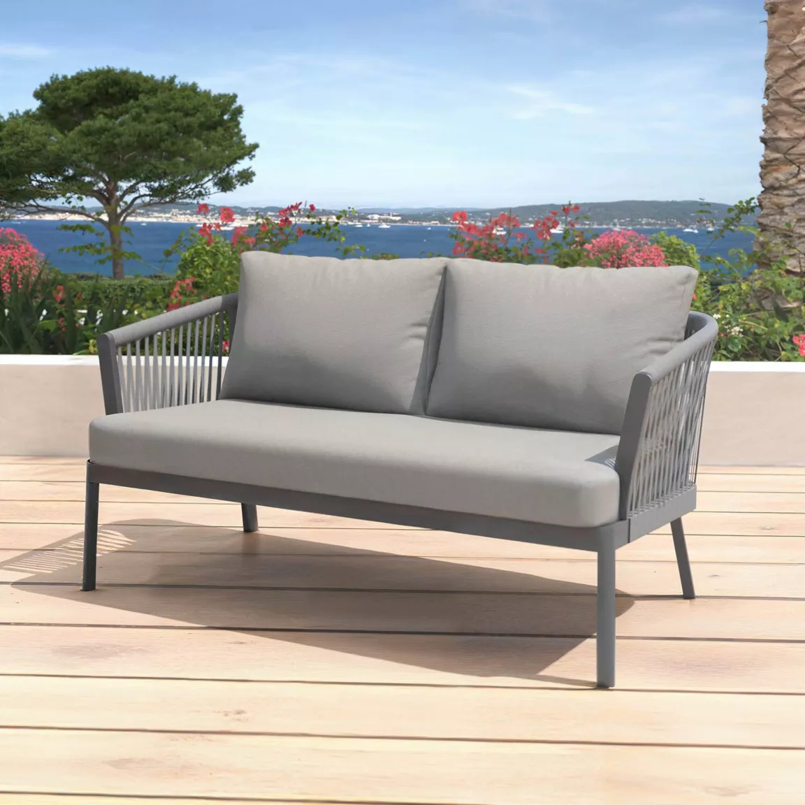 Salon de jardin en aluminium 7 places 5 pcs Amalfi Gris anthracite
