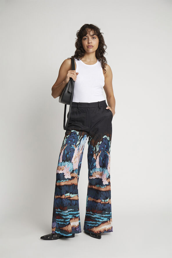 MUNTHE EILEEN Printed Viscose Pants Black