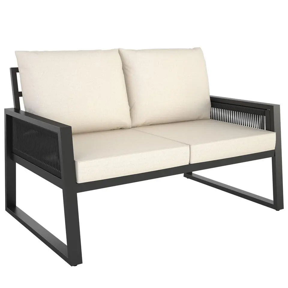 tectake Loungeset Captive in touwontwerp, Antraciet
