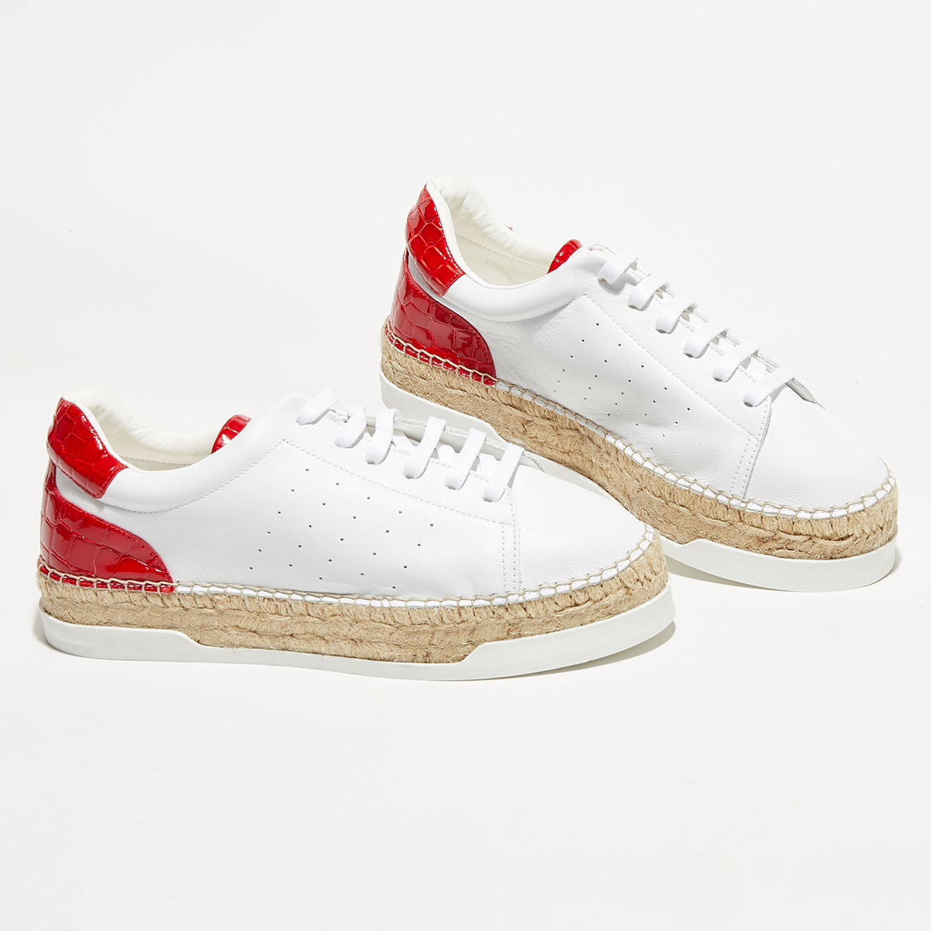 Canal Saint Martin Baskets espadrilles en Cuir Lancry blanc/rouge