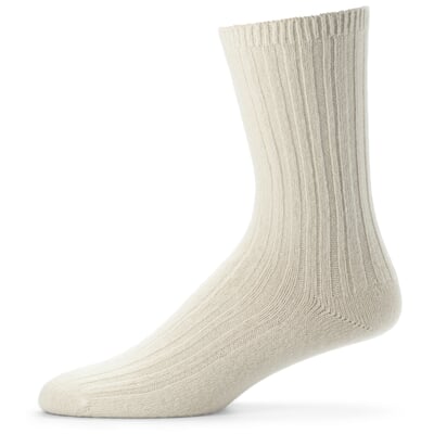 Damen-Socke gerippt, Naturweiß