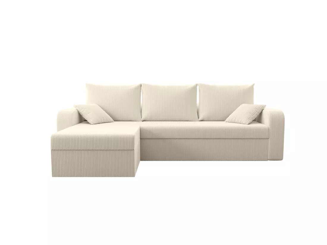 Canapé d'angle convertible et réversible en velours côtelé beige ONABIA