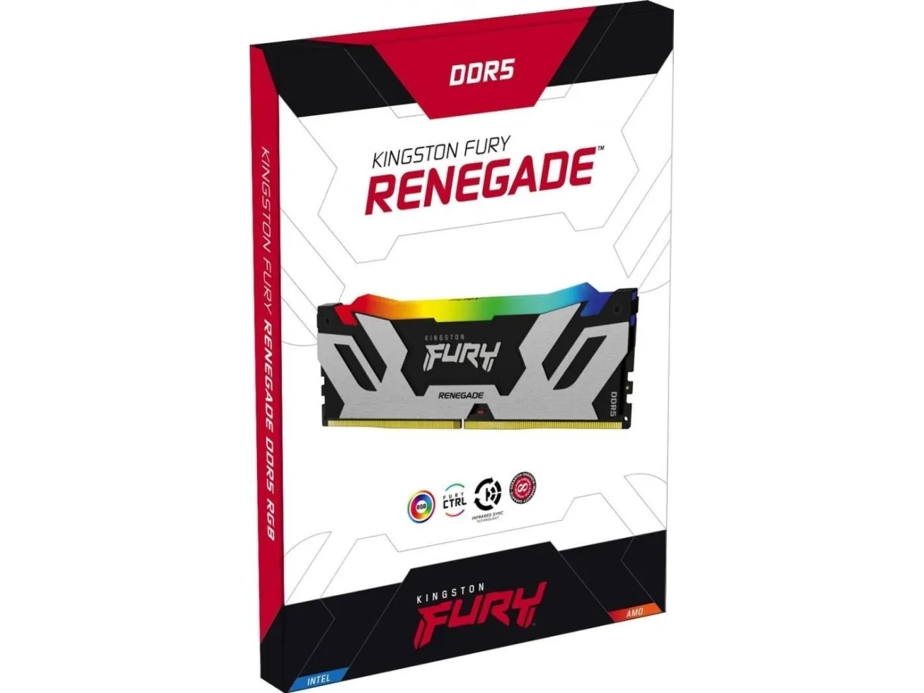 Kingston FURY Renegade RGB - DDR5 - sæt - 64 GB: 2 x 32 GB - DIMM 288-PIN - 6000 MT/s / PC5-48000 - CL32 - 1.35 V - ikke bufferet - on-die ECC - sort, sølv