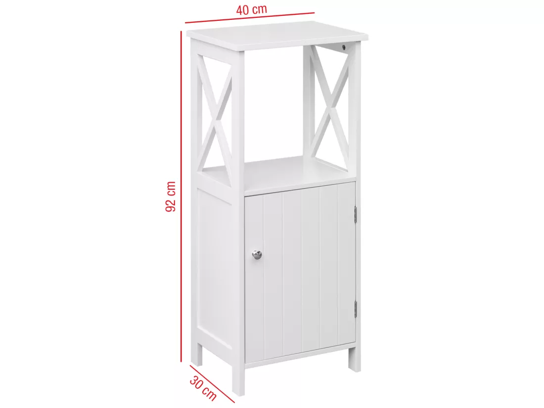 Meuble sur pied Meuble en bois blanc avec étagères pour salle de bains
