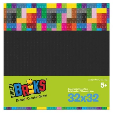Strictly Briks Grundplatte, ca. 25 x 25 cm, 32 x 32 Noppen, schwarz