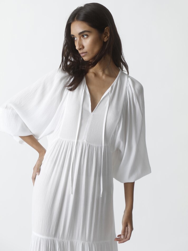 Vestido longo de chiffon - Branco