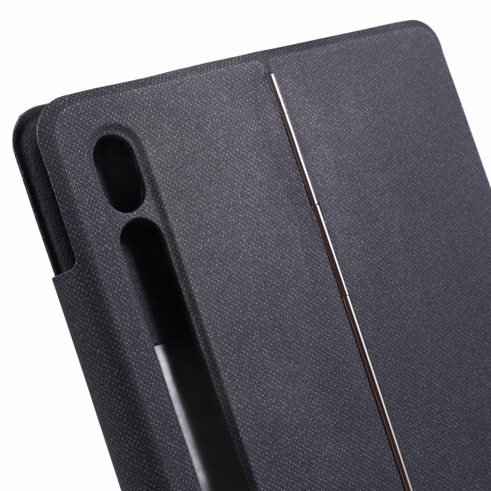 Samsung Galaxy Tab S10 FE / Tab S9 FE / Tab S9 Leder Tasche mit Bluetooth Tastatur   Touch Pad und S Pen Halter (QWERTY) - Schwarz