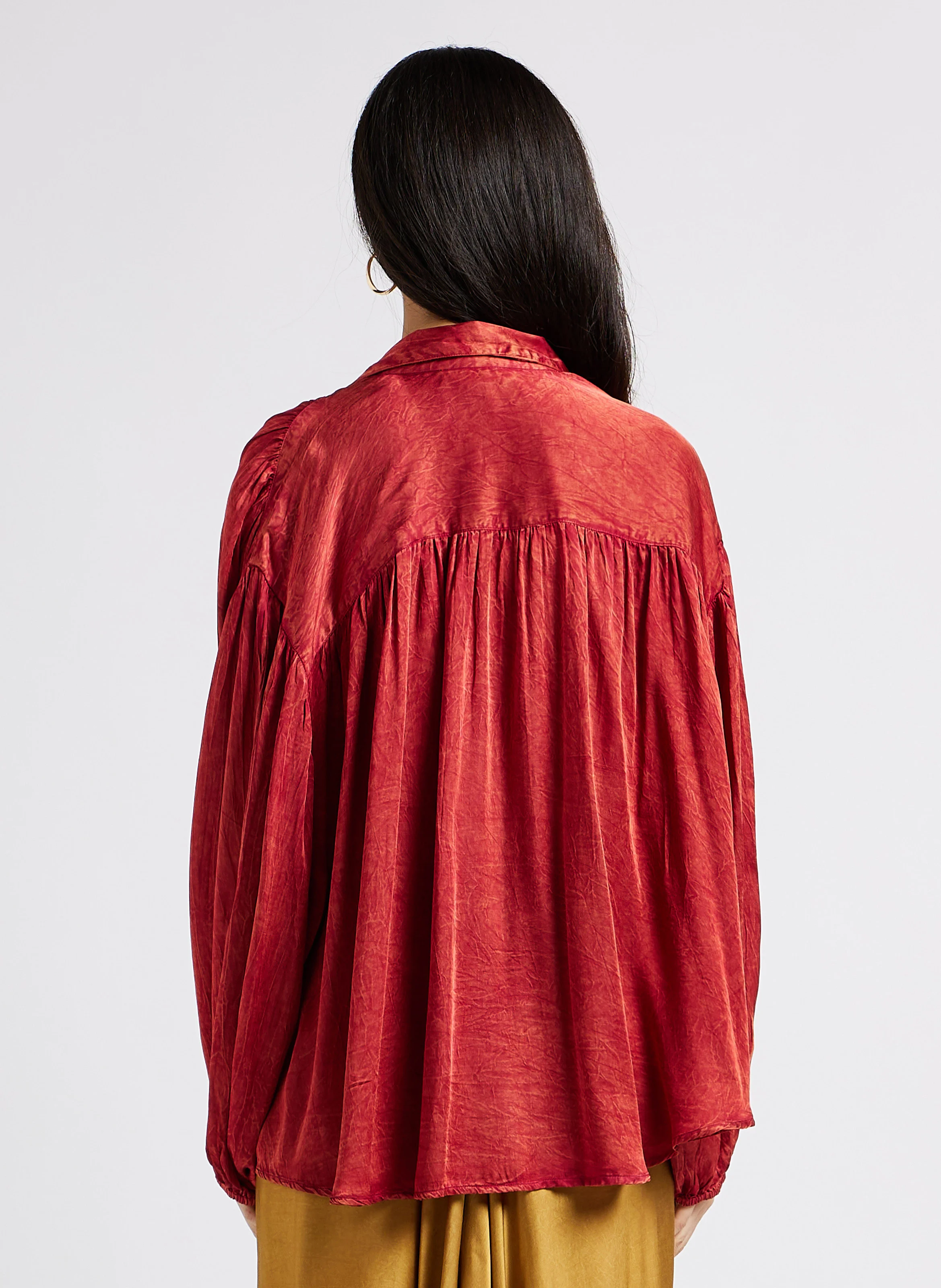 VIANEY - Top col V satiné | Rose