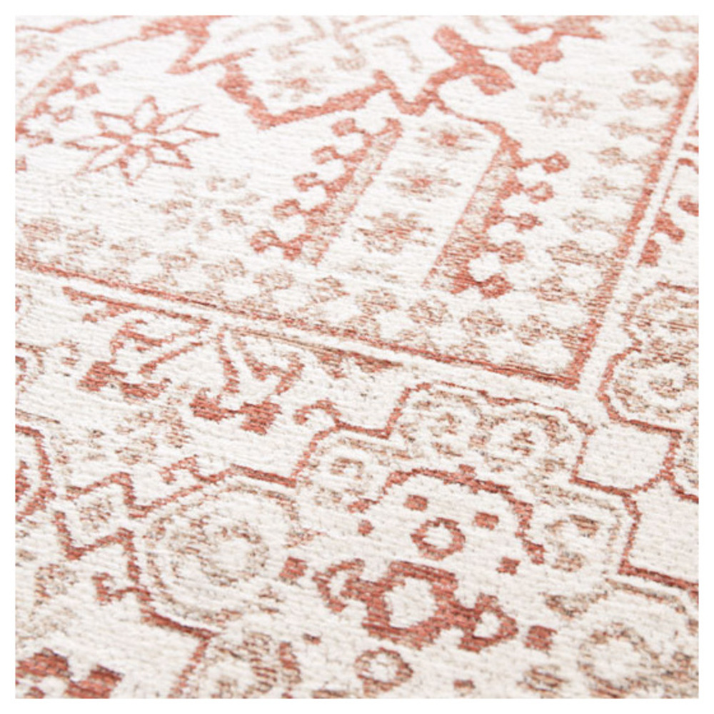 Tapis à motif oriental en tissus chenille recyclé - janah - crème et rouge brique - 160 x 230 cm